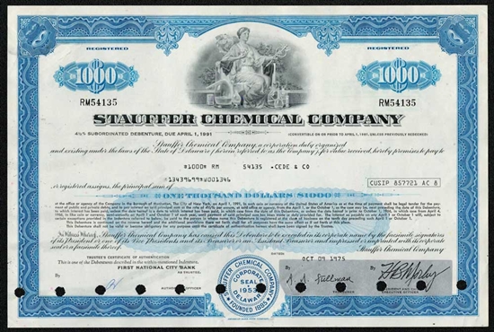 Stauffer Chemical Company $1000 Bond