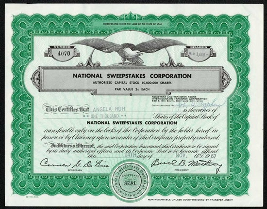 National Sweepstakes Corporation - 1967