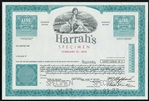 Harrah's Specimen Stock Certificate (casino) - RARE - 1973