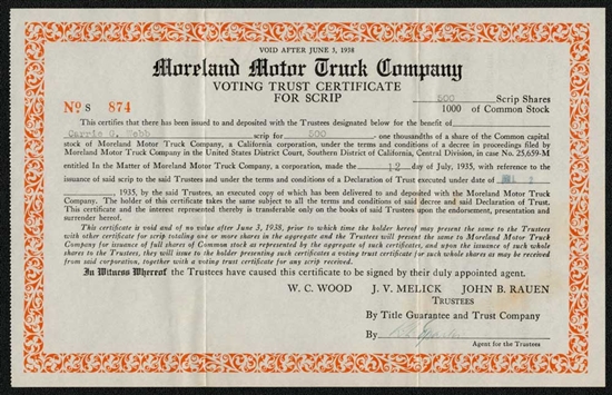 Moreland Motor Truck Company - 1935