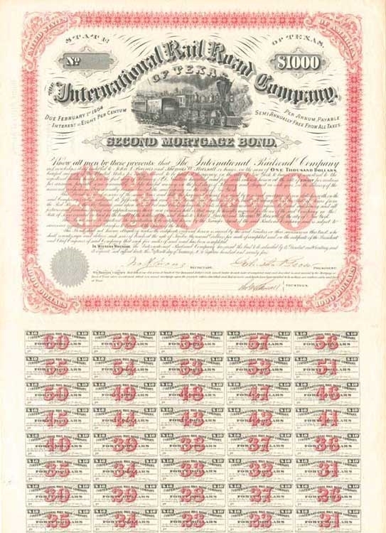 International Rail Road Company of Texas Oversized Bond