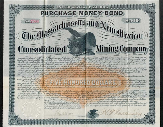 Massachusetts and New Mexico Consolidated Mining Co Bond