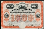 City of Providence Rhode Island Gold Bond 1893 - Signed by Mayor