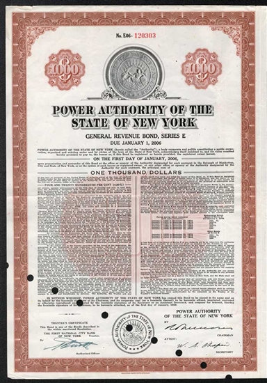 Power Authority of the State of New York Bond
