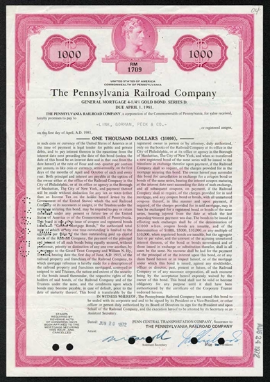 The Pennsylvania Railroad Company Gold Bond