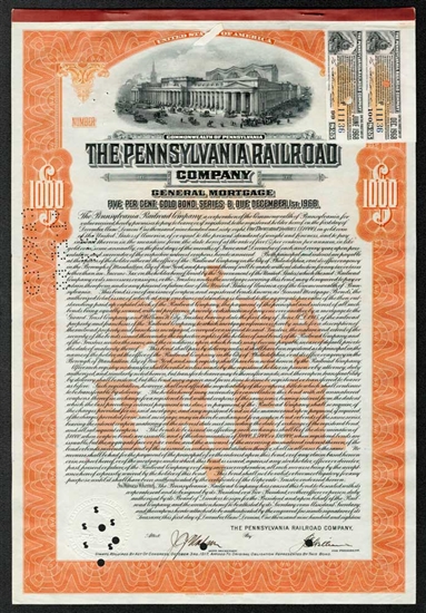 1918 Pennsylvania Railroad Company Gold Bond