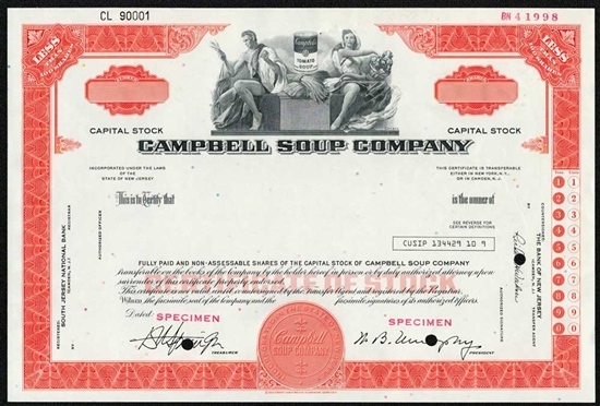 Campbell Soup Company Specimen Stock Certificate