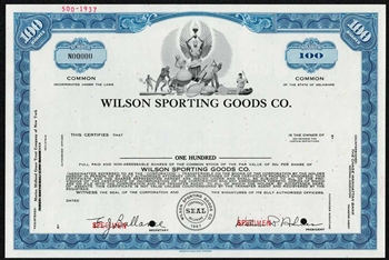 Wilson Sporting Goods Specimen Stock Certificate