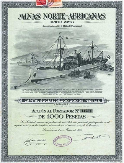 Minas Norte-Africanas Bearer Bond - Morocco