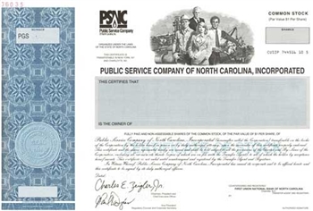 Public Service Company Of North Carolina Specimen Stock Certificate