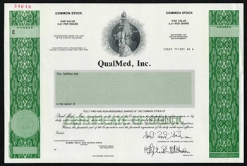 QualMed, Inc Specimen Stock Certificate