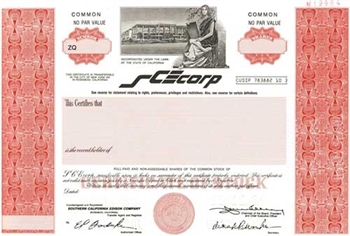 SCE Corp Specimen Stock Certificate
