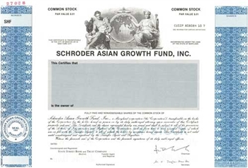 Schroder Asian Growth Fund Specimen Stock Certificate