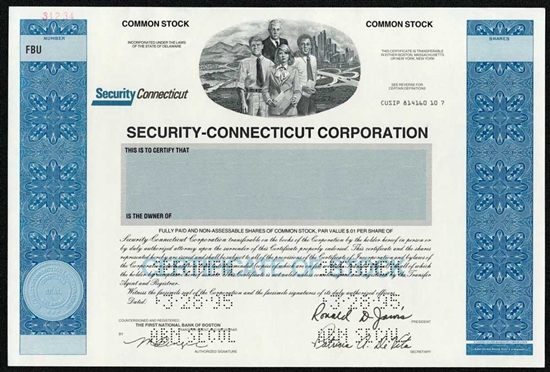 Security-Connecticut Corp Specimen Stock Certificate