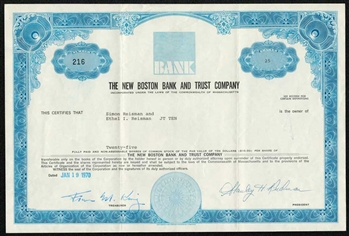 The New Boston Bank and Trust Company - 1970