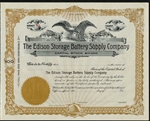 1910s - Edison Storage Battery Supply Co Stock Certificate - Thomas Edison