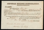 1823 Central Bridge Corp Stock Certificate - Signed by Ichabod Bartlett