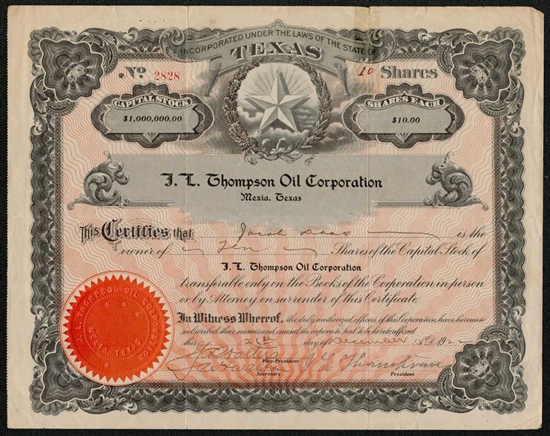 J. L. Thompson Oil Corporation - 1922 - Texas Oil