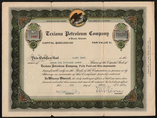 Texiana Petroleum Company - 1923 - Denver, CO