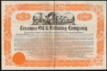 Texanna Oil & Refining Company Gold Bond - 1922