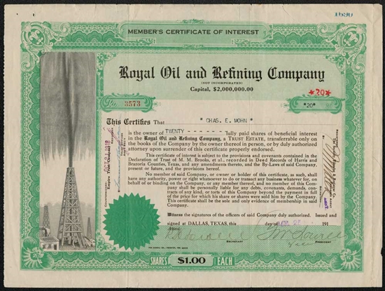 Royal Oil and Refining Company - Dallas, Texas -1918