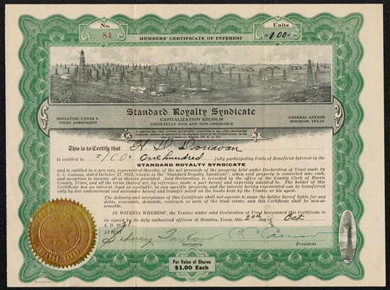 Standard Royalty Syndicate - 1921 - Houston Oil