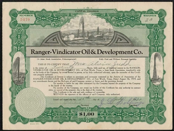 Ranger - Vindicator Oil & Development Co - 1922 - Fort Worth, Texas