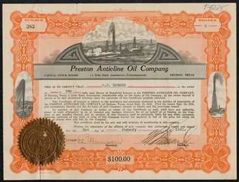 Preston Anticline Oil Company - 1921 - Denison, Texas