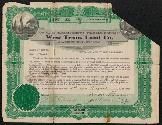 West Texas Land Company - 1926 - Ranger & Strawn Field Areas Oil