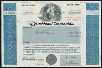Lockheed Corporation Stock Certificate - RARE