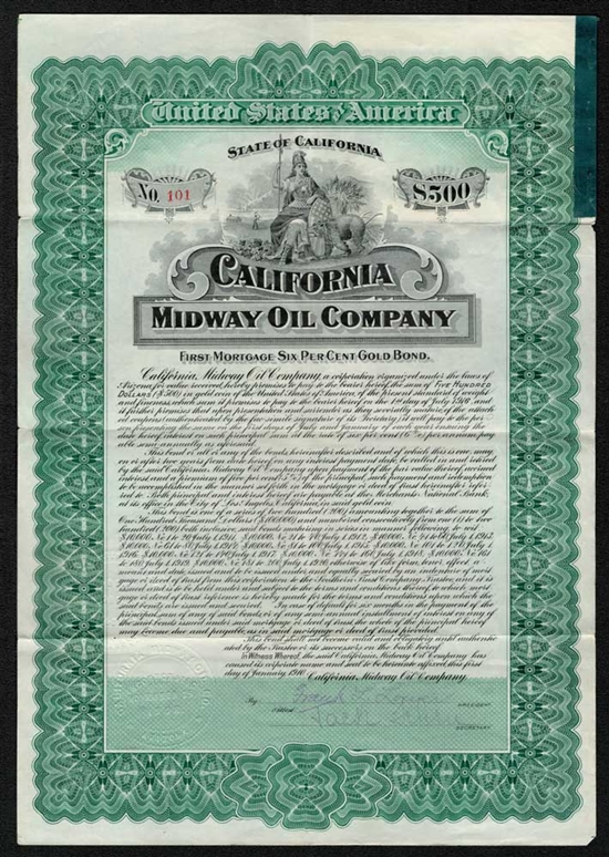 California Midway Oil Company Gold Bond - 1910