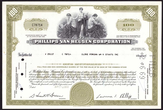 Phillips-Van Heusen Corp Stock Certificate - 1969