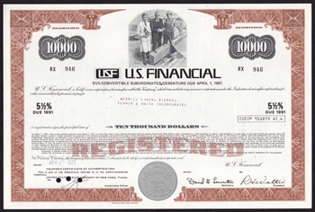 U.S. Financial $10,000 Bond - Issued to Merrill Lynch