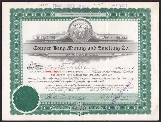 Copper King Mining and Smelting Company  - Idaho