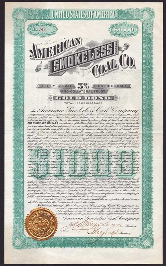 American Smokeless Coal Co Gold Bond - 1901