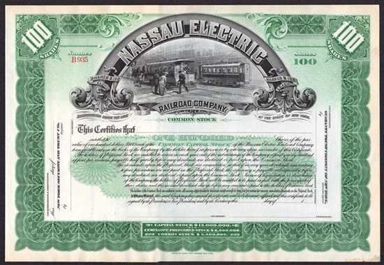 Nassau Electric Railroad Company Stock Certificate