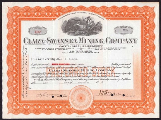 Clara-Swansea Mining Company - 1926 - Nevada