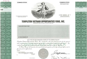 Templeton Vietnam Opportunities Fund, Inc. Specimen Stock Certificate