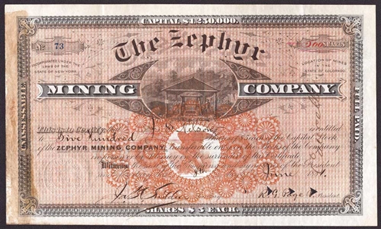 The Zephyr Mining Company - 1881 - Taylor Gulch, CO