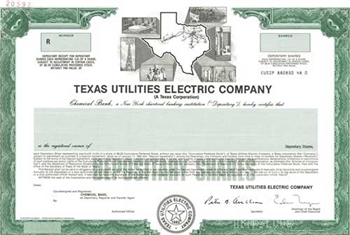 Texas Utilities Electric Co Specimen Stock Certificate