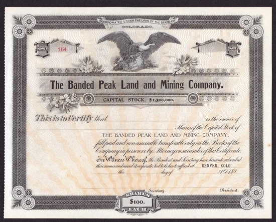 The Banded Peak Land and Mining Company - 1890s - Denver, CO