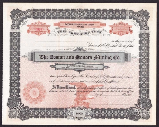 The Boston and Sonora Mining Company - Maine