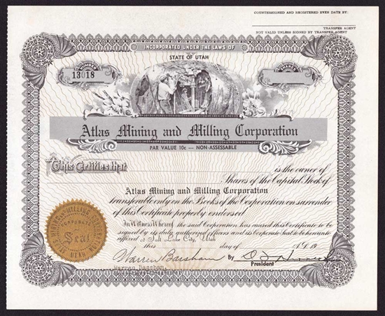 Atlas Mining and Milling Corp - Utah