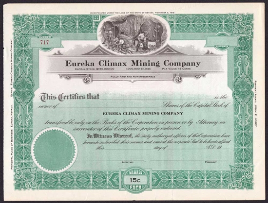 Eureka Climax Mining Company - Nevada