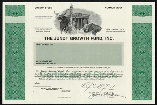 The Jundt Growth Fund Specimen Stock Certificate