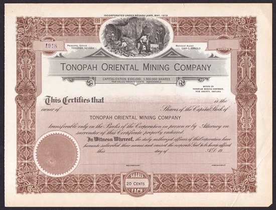 Tonopah Oriental Mining Company - Nevada