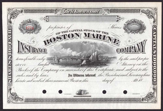 The Boston Marine Insurance Company - 1800s