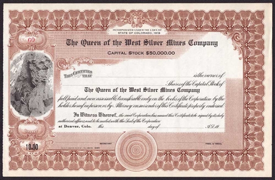 The Queen of the West Silver Mines Company - Colorado