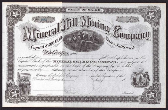 Mineral Hill Mining Company - Maine - 1870s