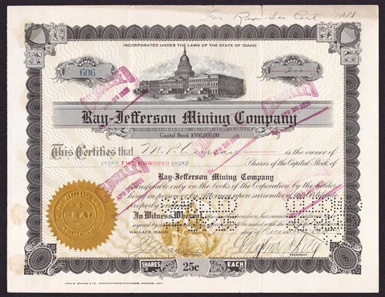 Ray-Jefferson Mining Company - Signed by Eugene R. Day